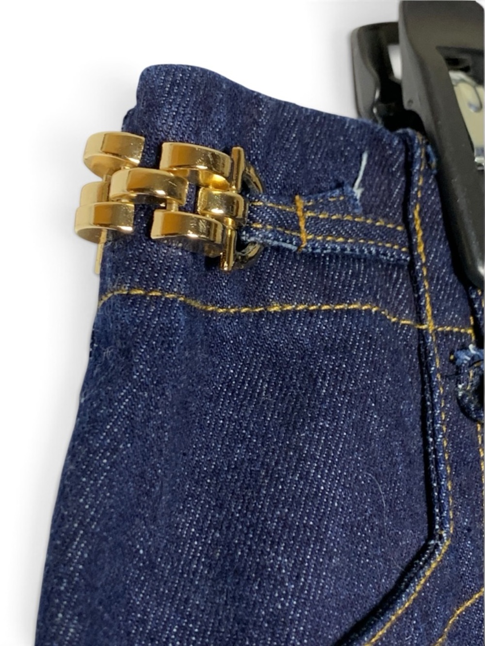 Free Market Jeans Womens M Dark Wash Super Wide Leg High Rise Gold Chain Denim - Picture 8 of 15